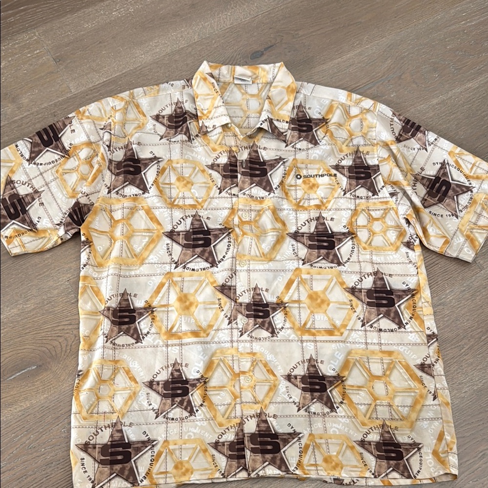 South Pole Brown and Cream Casual Button Down Shirt